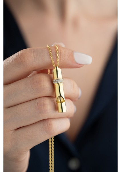 925 Ayar Gümüş Zirkon Taşlı Düdük Kolye modelleri