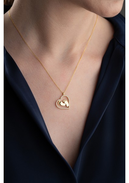 925 Ayar Gümüş Ayak Izi Kolye