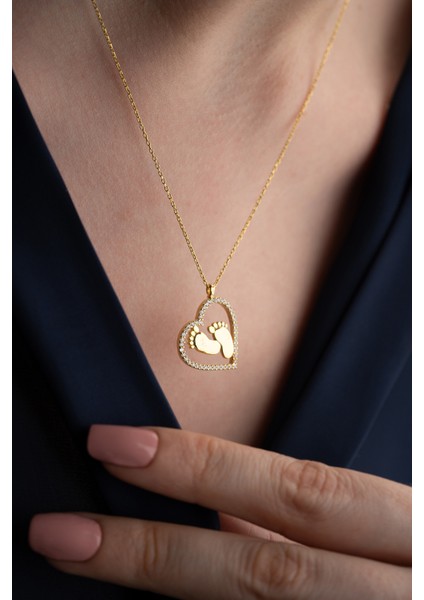 925 Ayar Gümüş Ayak Izi Kolye modelleri