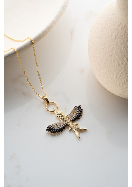 925 Ayar Gümüş Anka Kuşu Gold Kolye indirimleri