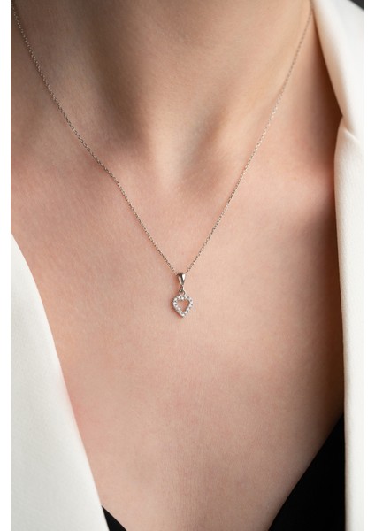 925 Ayar Gümüş Minik Kalp Kolye modelleri