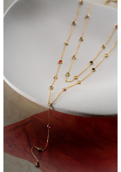 925 Ayar Gümüş Mix Taşlı Salaş Kolye modelleri