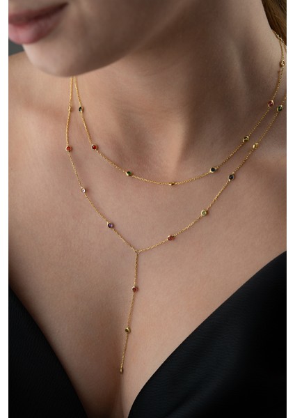 925 Ayar Gümüş Mix Taşlı Salaş Kolye fırsatları