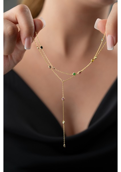 925 Ayar Gümüş Mix Taşlı Salaş Kolye indirimleri