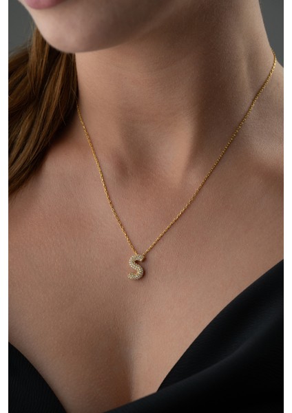 925 Ayar Gümüş Kişiye Özel Zirkon Taşlı Harf Kolye modelleri