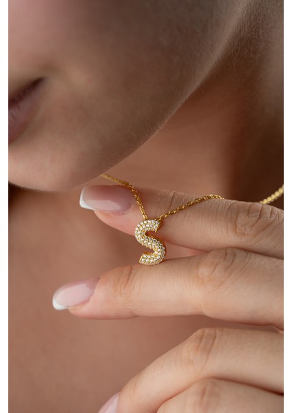 925 Ayar Gümüş Kişiye Özel Zirkon Taşlı Harf Kolye indirimleri