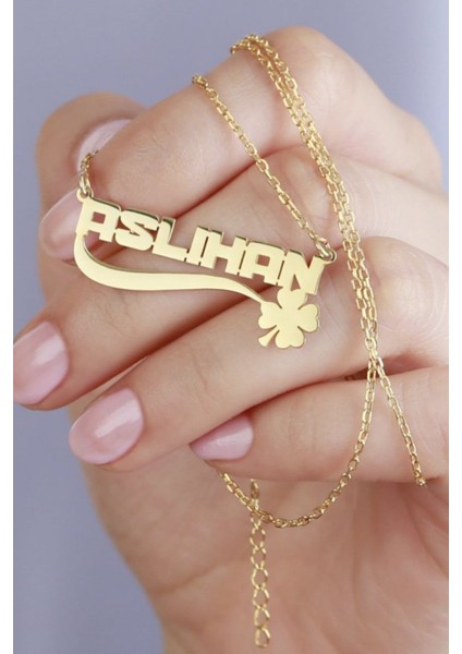 925 Ayar Gümüş Yoncalı Isimli Kolye