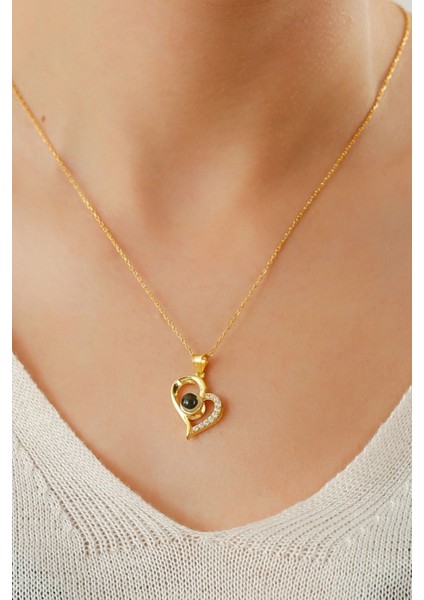 925 Ayar Gümüş 100 Dilde Seni Seviyorum Yazılı Projektör Kolye