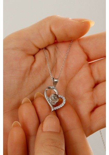 925 Ayar Gümüş 100 Dilde Seni Seviyorum Yazılı Projektör Kolye modelleri