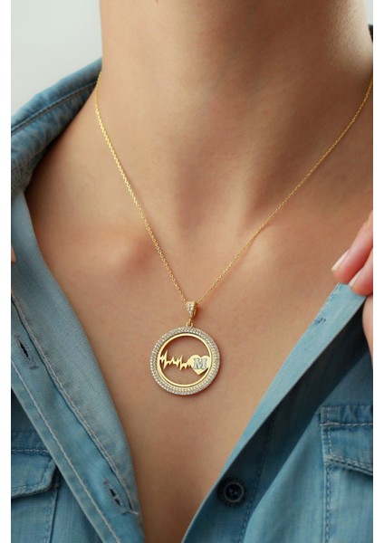 925 Ayar Gümüş Harfli Kalp Ritim Kolye fiyatları