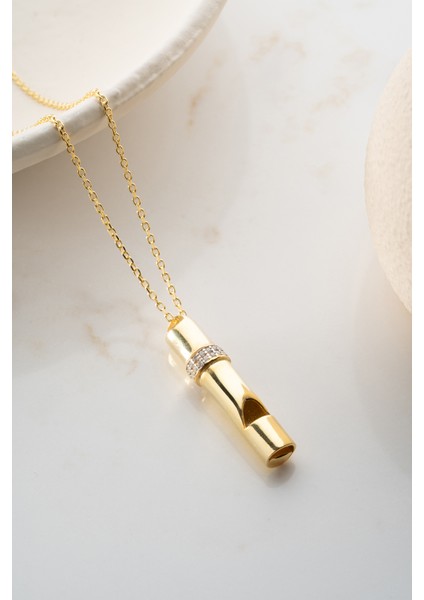 925 Ayar Gümüş Zirkon Taşlı Düdük Kolye indirimleri