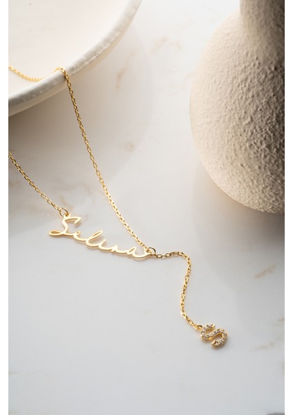 925 Ayar Gümüş Kişiye Özel Harf Detay Isimli Kolye