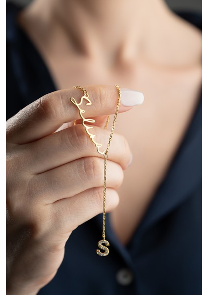 925 Ayar Gümüş Kişiye Özel Harf Detay Isimli Kolye fiyatları