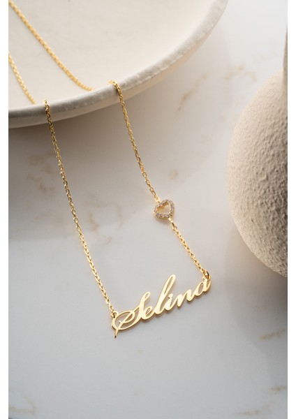 925 Ayar Gümüş Kişiye Özel Isimli Kalp Detaylı Kolye fırsatları