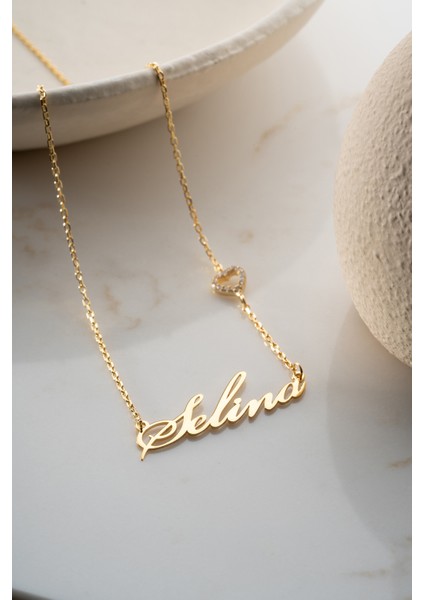 925 Ayar Gümüş Kişiye Özel Isimli Kalp Detaylı Kolye indirimleri