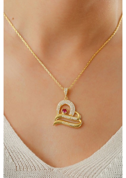 925 Ayar Gümüş Isimli Çift Şeritli Kalp Kolye fiyatları