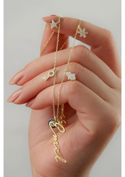 925 Ayar Gümüş Kişiye Özel Isimli Şans Kolyesi