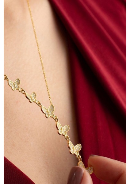 925 Ayar Gümüş Akışlı Kelebek Kolye