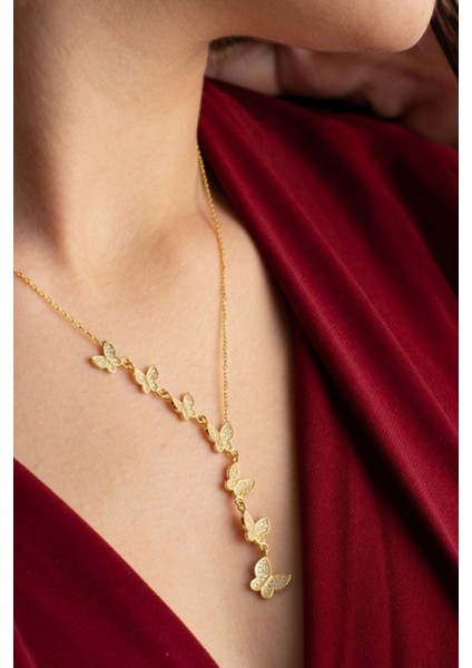 925 Ayar Gümüş Akışlı Kelebek Kolye fırsatları