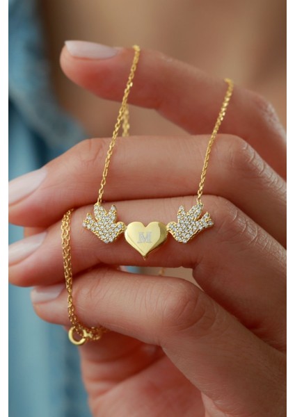 925 Ayar Gümüş Kanatlı Harf Kolye