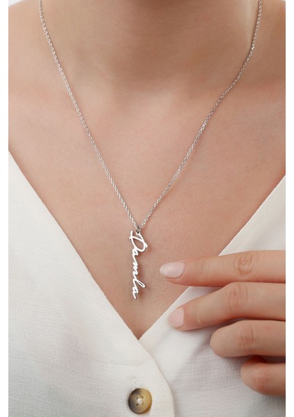 925 Ayar Gümüş Kişiye Özel Italik Isimli Kolye fiyatları