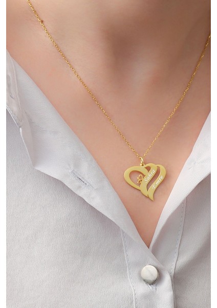 925 Ayar Gümüş Kişiye Özel Çift Kalpli Isimli Kolye fiyatları