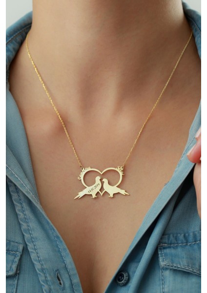 925 Ayar Gümüş Isimli Aşk Kuşları Kolye fiyatları