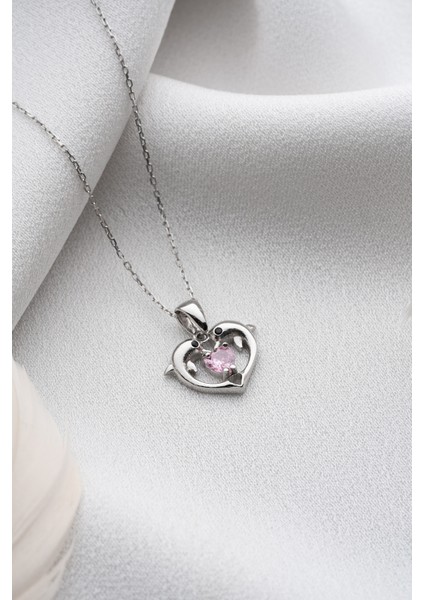 925 Ayar Gümüş Taşlı Çift Yunus Kolye fırsatları