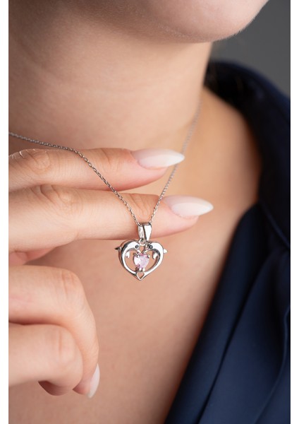 925 Ayar Gümüş Taşlı Çift Yunus Kolye indirimleri