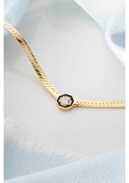 925 Ayar Gümüş Siyah Mineli Serenay Kolye