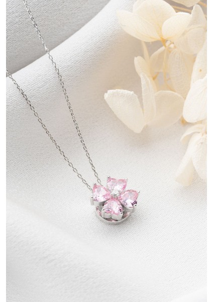 925 Ayar Gümüş Dönen Pembe Çiçek Kolye fiyatları