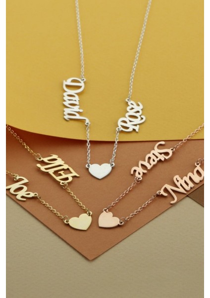 925 Ayar Gümüş Kişiye Özel Isimli Kalpli Kolye modelleri