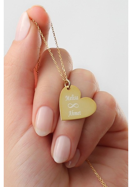 925 Ayar Gümüş Kişiye Özel Kalpli Isimli Sonsuzluk Kolye