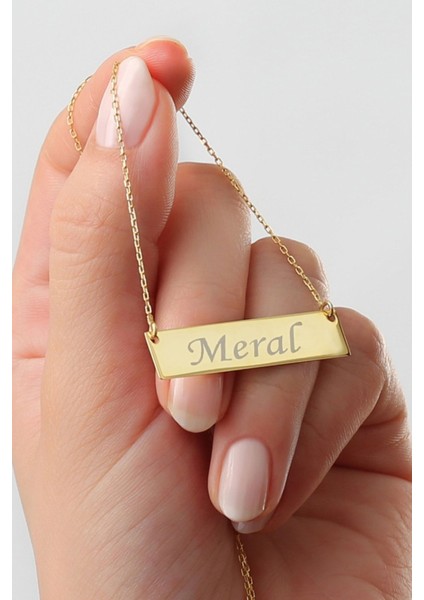 925 Ayar Gümüş Kişiye Özel Isimli Yatay Plaka Kolye