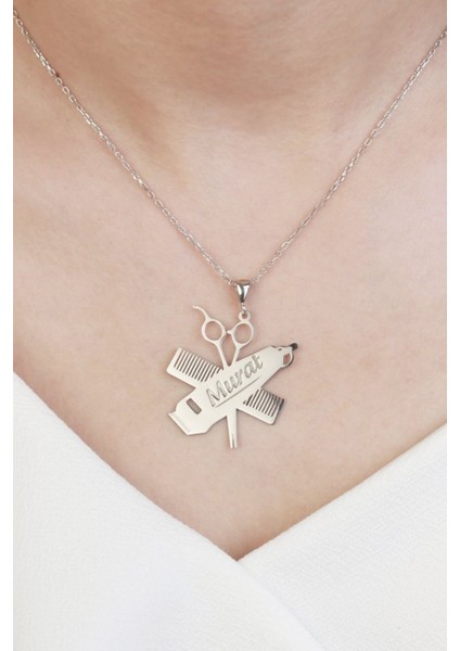 925 Ayar Gümüş Erkek Kuaför Kolyesi fırsatları