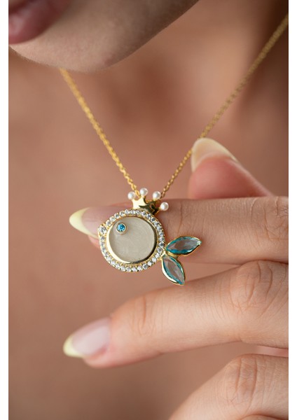 925 Ayar Gümüş Taçlı Mineli Balık Kolye fiyatları