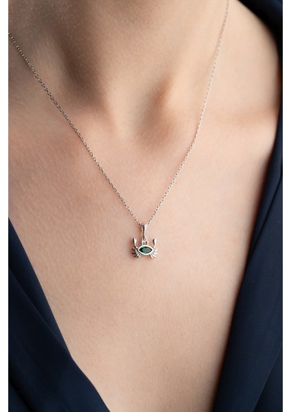 925 Ayar Gümüş Yengeç Model Kolye