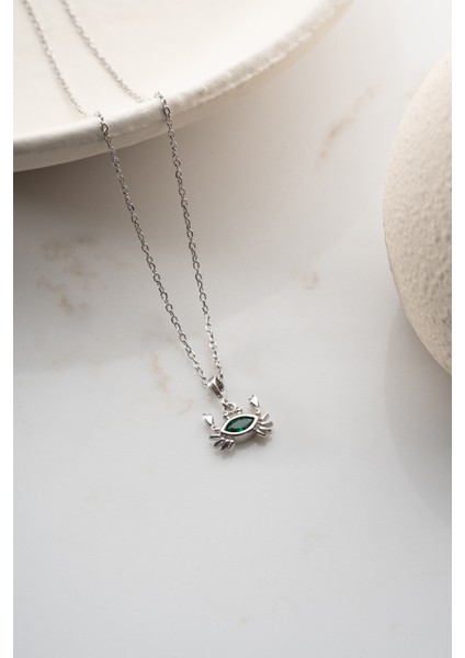 925 Ayar Gümüş Yengeç Model Kolye fırsatları