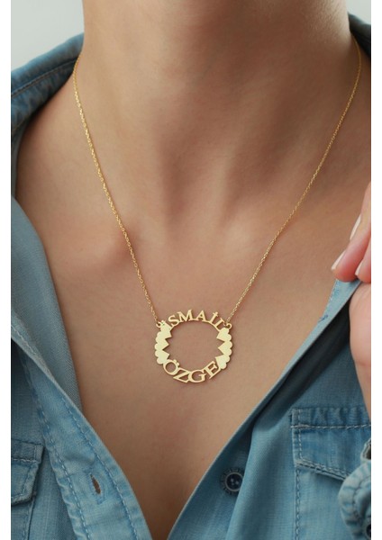 925 Ayar Gümüş Isimli Kalpli Halka Kolye fiyatları