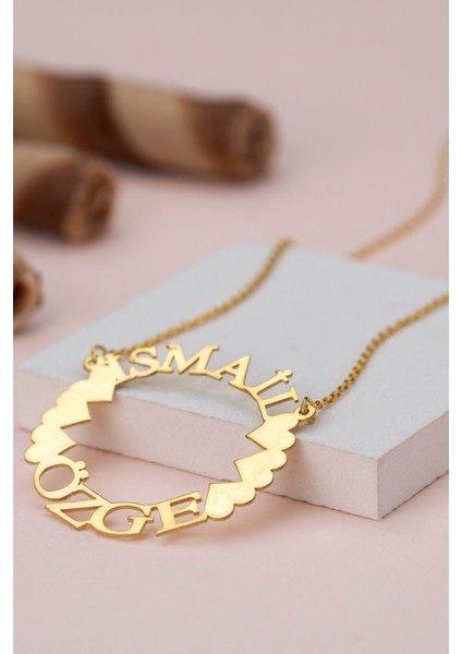 925 Ayar Gümüş Isimli Kalpli Halka Kolye modelleri