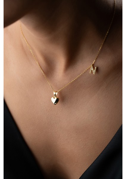 925 Ayar Gümüş Kalpli Harf Kolye fiyatları