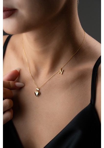 925 Ayar Gümüş Kalpli Harf Kolye modelleri