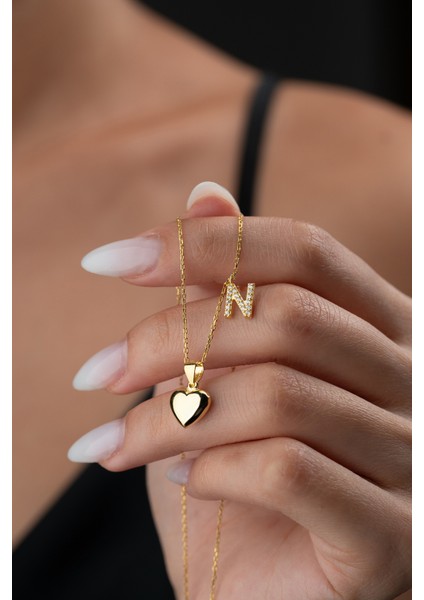 925 Ayar Gümüş Kalpli Harf Kolye fırsatları