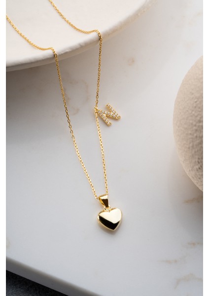 925 Ayar Gümüş Kalpli Harf Kolye indirimleri