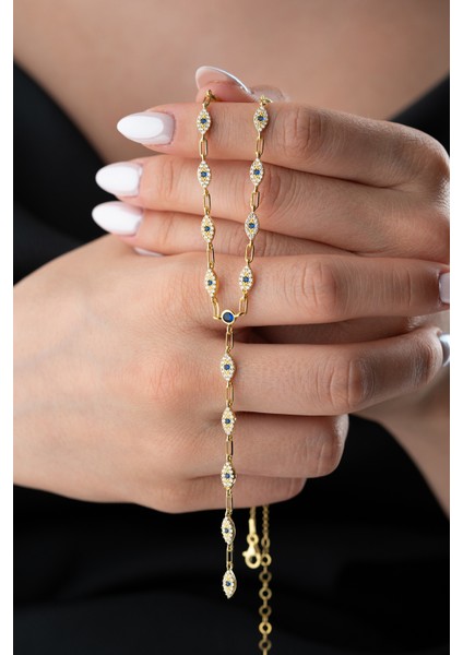 925 Ayar Gümüş Taşlı Y Zincir Göz Kolye fırsatları