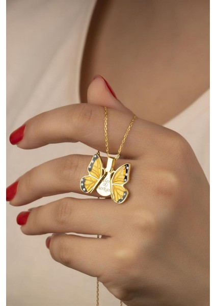 925 Ayar Gümüş Açılabilen Kelebek Kolye fiyatları