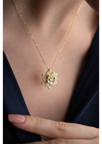 925 Ayar Gümüş Lotus Çiçeği Kolye modelleri