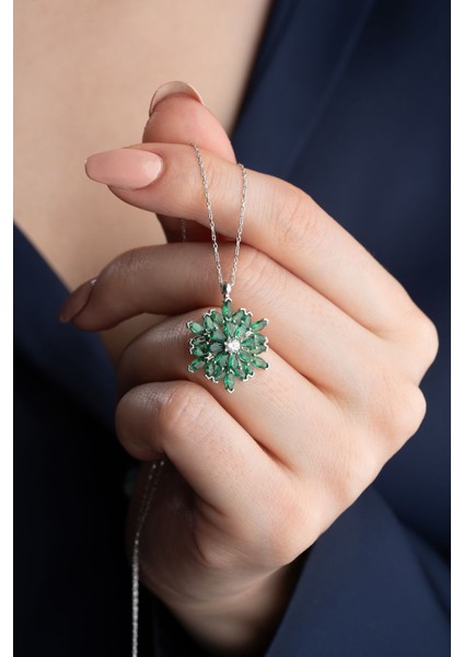 925 Ayar Gümüş Dönen Büyük Lotus Çiçeği Kolye modelleri