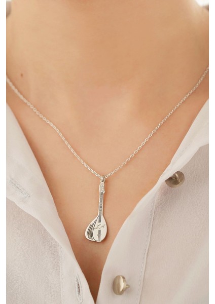 925 Ayar Gümüş Isimli Bağlama Saz Kolye fiyatları