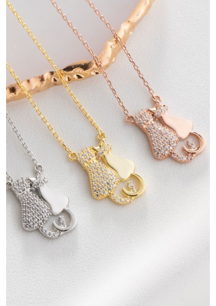 925 Ayar Gümüş Aşık Kedicikler Kolye fiyatları